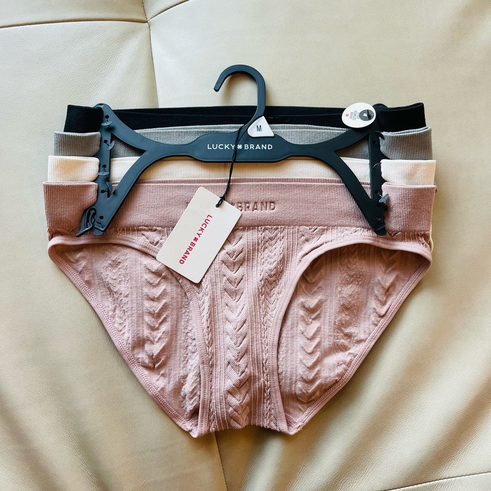 Lucky Brand Women's Briefs set of 4 - Pink, Gray, Black- beige